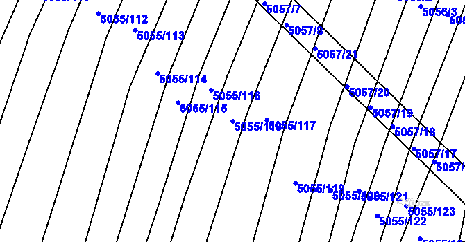 Parcela st. 5055/118 v KÚ Boršice u Buchlovic, Katastrální mapa