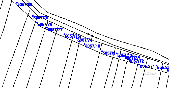 Parcela st. 5057/10 v KÚ Boršice u Buchlovic, Katastrální mapa