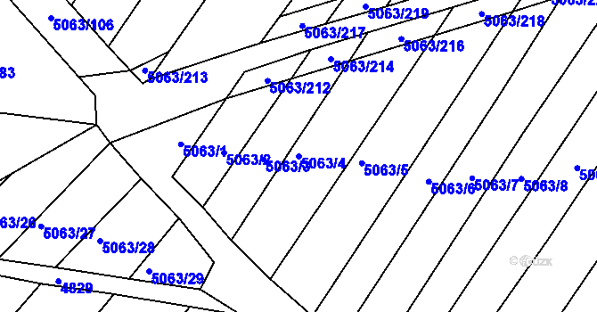 Parcela st. 5063/4 v KÚ Boršice u Buchlovic, Katastrální mapa