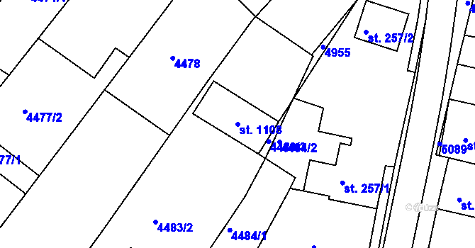 Parcela st. 1108 v KÚ Boršice u Buchlovic, Katastrální mapa