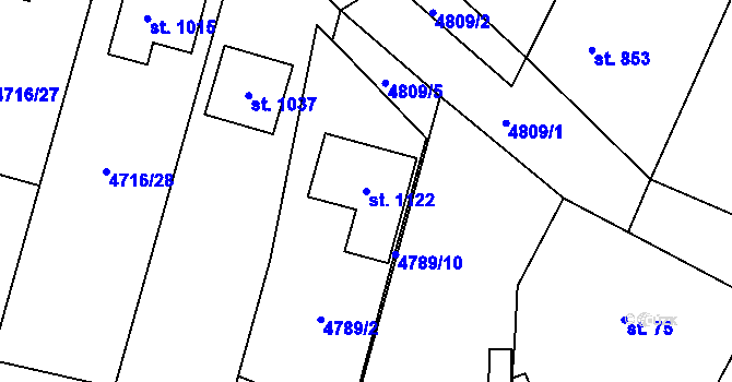 Parcela st. 1122 v KÚ Boršice u Buchlovic, Katastrální mapa