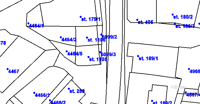 Parcela st. 5099/3 v KÚ Boršice u Buchlovic, Katastrální mapa