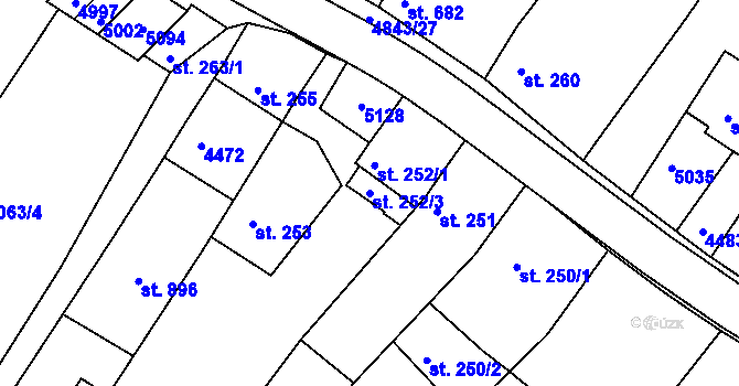 Parcela st. 252/3 v KÚ Boršice u Buchlovic, Katastrální mapa