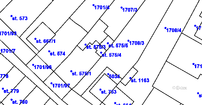 Parcela st. 575/4 v KÚ Boršice u Buchlovic, Katastrální mapa