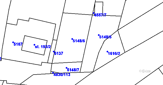 Parcela st. 5148 v KÚ Boršice u Buchlovic, Katastrální mapa