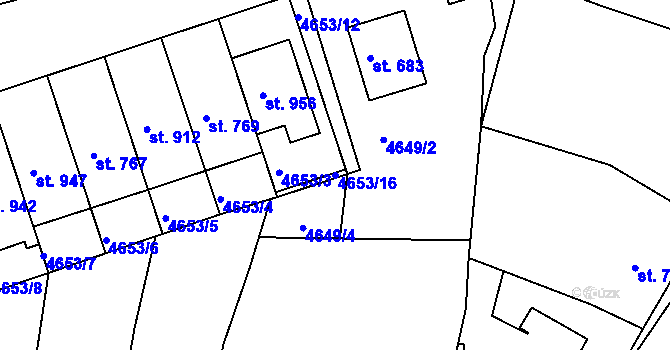 Parcela st. 4653/16 v KÚ Boršice u Buchlovic, Katastrální mapa