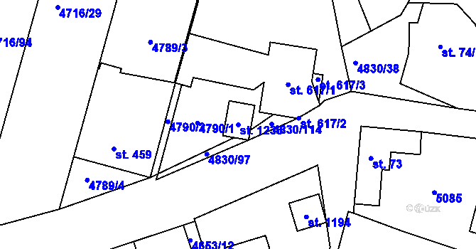 Parcela st. 1236 v KÚ Boršice u Buchlovic, Katastrální mapa
