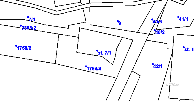 Parcela st. 7/1 v KÚ Boršov u Moravské Třebové, Katastrální mapa