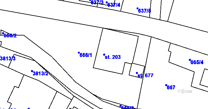 Parcela st. 203 v KÚ Boršov u Moravské Třebové, Katastrální mapa