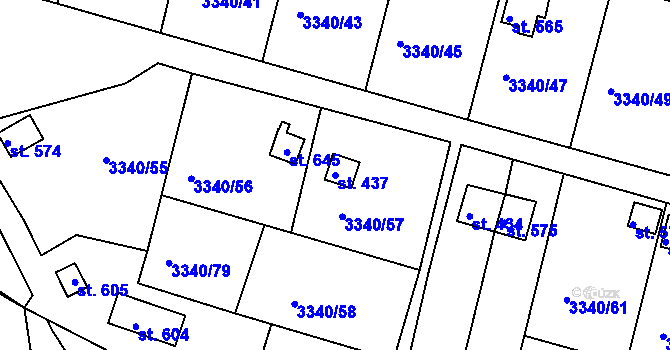 Parcela st. 437 v KÚ Boršov u Moravské Třebové, Katastrální mapa