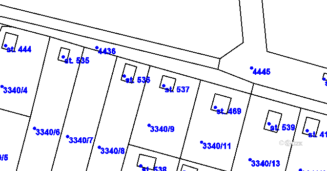 Parcela st. 537 v KÚ Boršov u Moravské Třebové, Katastrální mapa