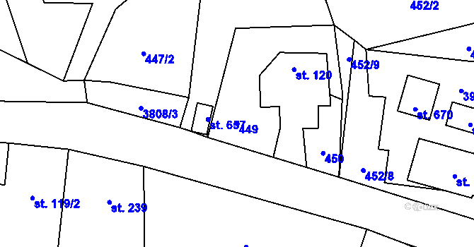 Parcela st. 449 v KÚ Boršov u Moravské Třebové, Katastrální mapa