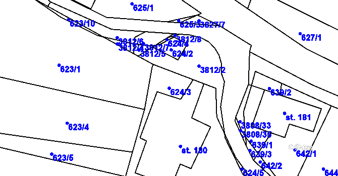 Parcela st. 624/3 v KÚ Boršov u Moravské Třebové, Katastrální mapa