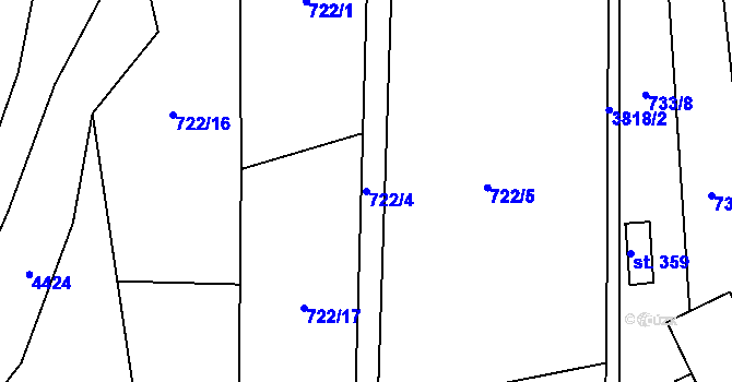 Parcela st. 722/4 v KÚ Boršov u Moravské Třebové, Katastrální mapa