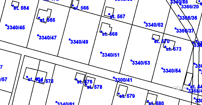 Parcela st. 3340/51 v KÚ Boršov u Moravské Třebové, Katastrální mapa