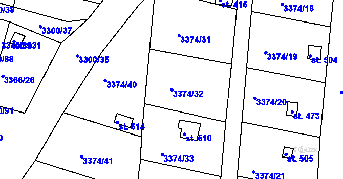 Parcela st. 3374/32 v KÚ Boršov u Moravské Třebové, Katastrální mapa
