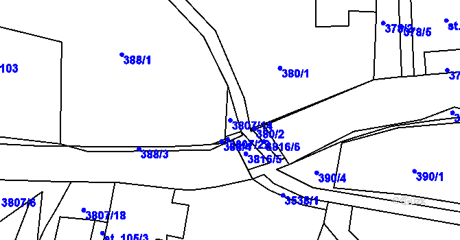 Parcela st. 3807/14 v KÚ Boršov u Moravské Třebové, Katastrální mapa