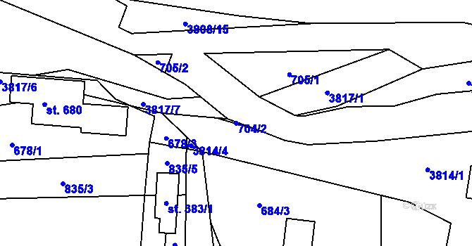 Parcela st. 704/2 v KÚ Boršov u Moravské Třebové, Katastrální mapa