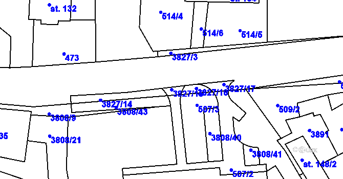 Parcela st. 3827/15 v KÚ Boršov u Moravské Třebové, Katastrální mapa
