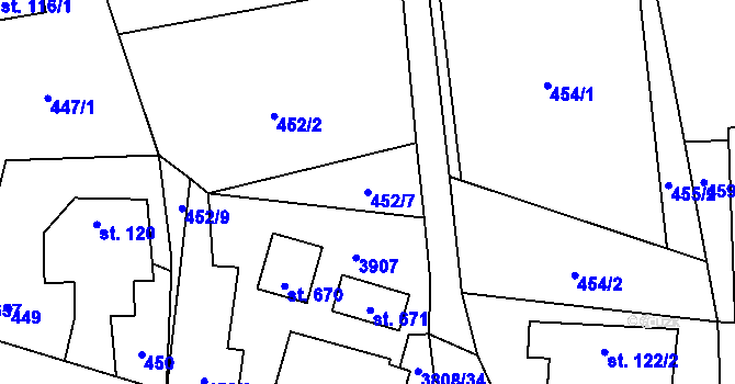 Parcela st. 452/7 v KÚ Boršov u Moravské Třebové, Katastrální mapa