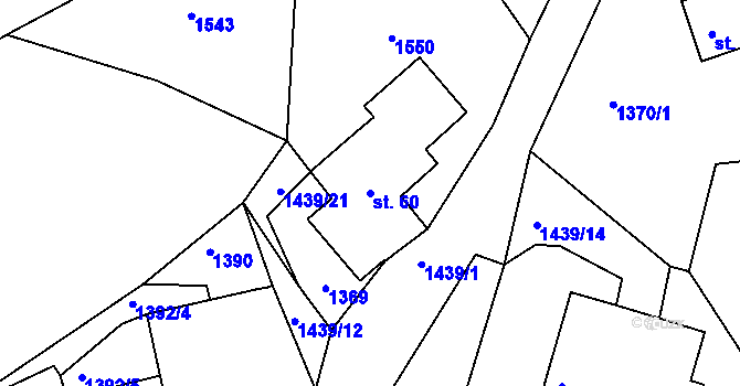 Parcela st. 60 v KÚ Boršov, Katastrální mapa