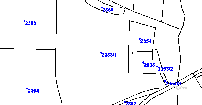 Parcela st. 2353/1 v KÚ Boršov, Katastrální mapa