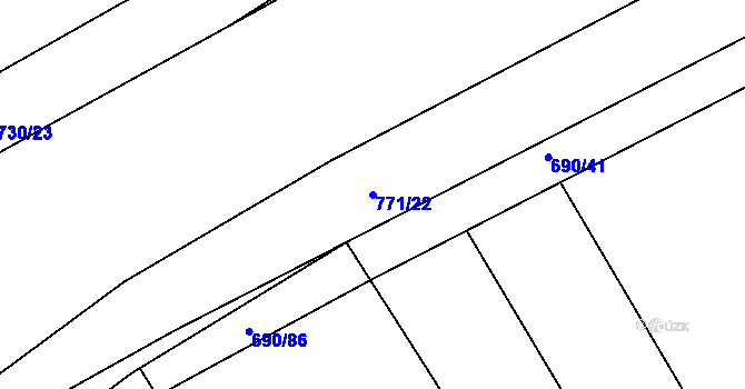 Parcela st. 771/22 v KÚ Boršov nad Vltavou, Katastrální mapa