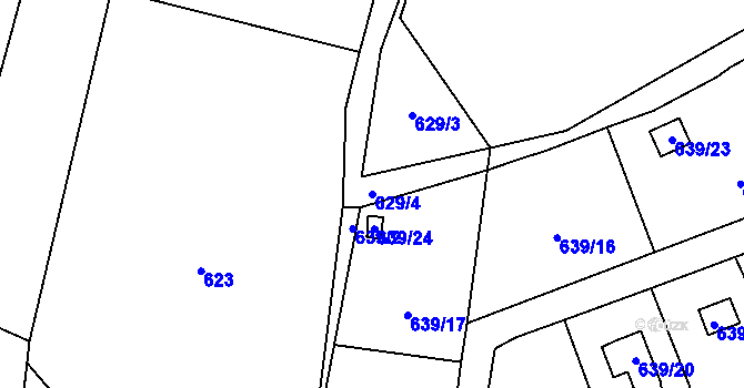 Parcela st. 629/4 v KÚ Boršov nad Vltavou, Katastrální mapa