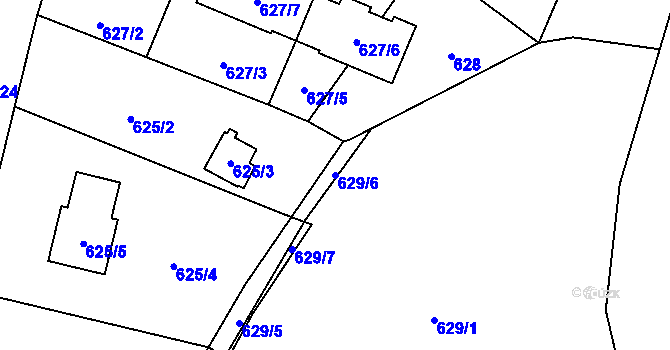 Parcela st. 629/6 v KÚ Boršov nad Vltavou, Katastrální mapa