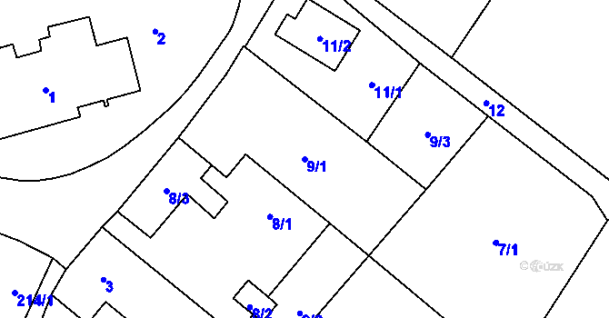 Parcela st. 9/1 v KÚ Boršov nad Vltavou, Katastrální mapa