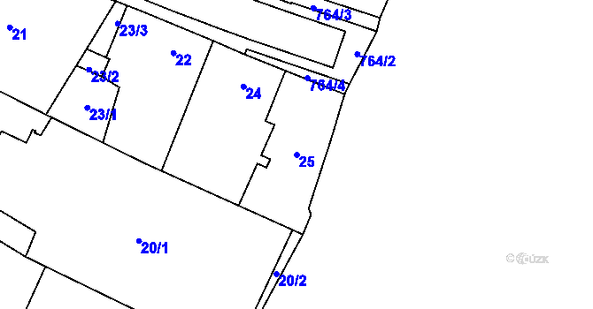 Parcela st. 25 v KÚ Boršov nad Vltavou, Katastrální mapa