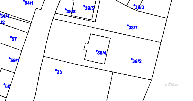 Parcela st. 38/4 v KÚ Boršov nad Vltavou, Katastrální mapa