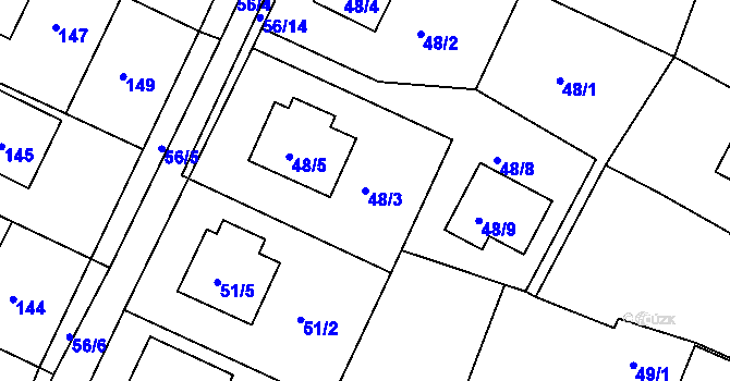 Parcela st. 48/3 v KÚ Boršov nad Vltavou, Katastrální mapa