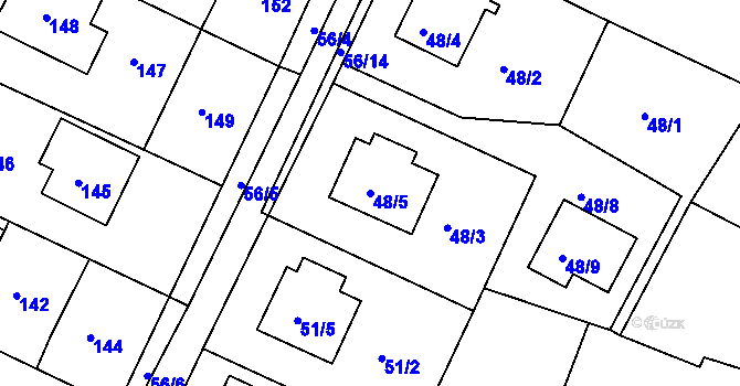 Parcela st. 48/5 v KÚ Boršov nad Vltavou, Katastrální mapa