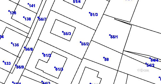 Parcela st. 55/2 v KÚ Boršov nad Vltavou, Katastrální mapa