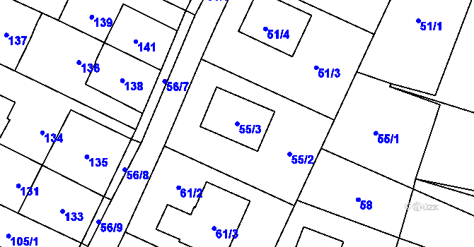 Parcela st. 55/3 v KÚ Boršov nad Vltavou, Katastrální mapa