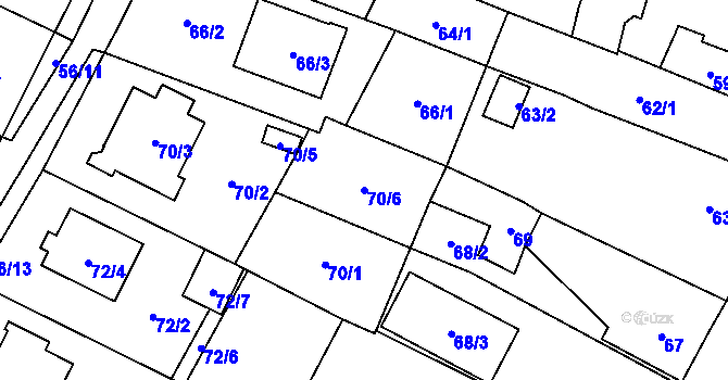 Parcela st. 70/6 v KÚ Boršov nad Vltavou, Katastrální mapa