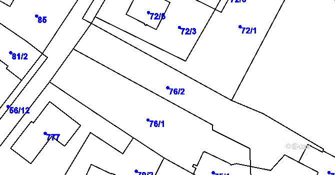 Parcela st. 76/2 v KÚ Boršov nad Vltavou, Katastrální mapa