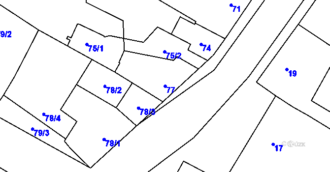 Parcela st. 77 v KÚ Boršov nad Vltavou, Katastrální mapa
