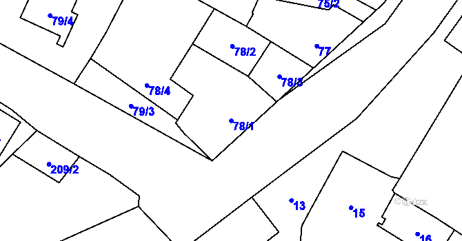 Parcela st. 78/1 v KÚ Boršov nad Vltavou, Katastrální mapa