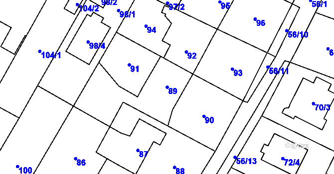 Parcela st. 89 v KÚ Boršov nad Vltavou, Katastrální mapa