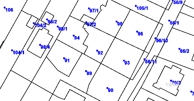 Parcela st. 92 v KÚ Boršov nad Vltavou, Katastrální mapa