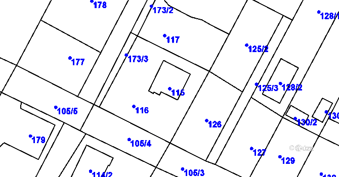 Parcela st. 115 v KÚ Boršov nad Vltavou, Katastrální mapa