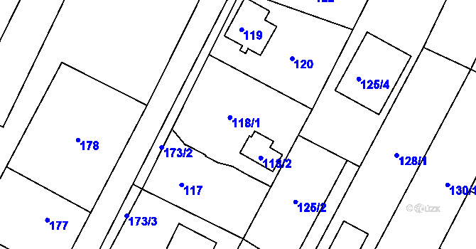 Parcela st. 118 v KÚ Boršov nad Vltavou, Katastrální mapa