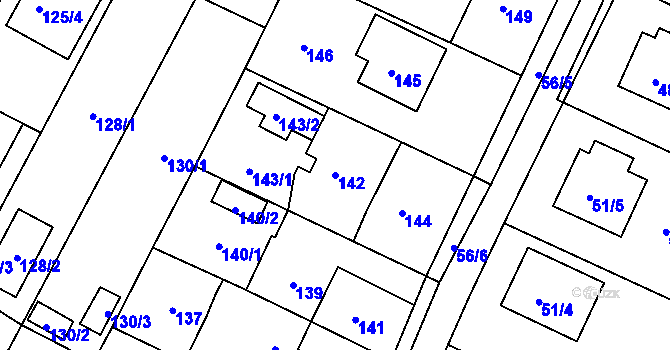 Parcela st. 142 v KÚ Boršov nad Vltavou, Katastrální mapa