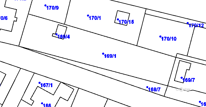 Parcela st. 169/1 v KÚ Boršov nad Vltavou, Katastrální mapa