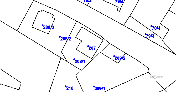 Parcela st. 207 v KÚ Boršov nad Vltavou, Katastrální mapa