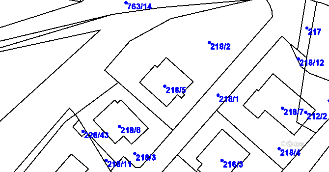 Parcela st. 218/5 v KÚ Boršov nad Vltavou, Katastrální mapa
