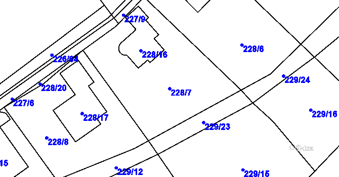 Parcela st. 228/7 v KÚ Boršov nad Vltavou, Katastrální mapa