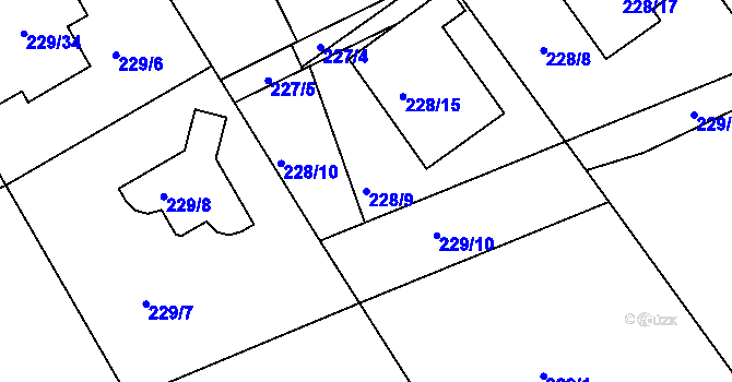 Parcela st. 228/9 v KÚ Boršov nad Vltavou, Katastrální mapa